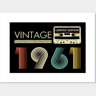 62nd Birthday Vintage 1961 Limited Edition Cassette Tape Posters and Art